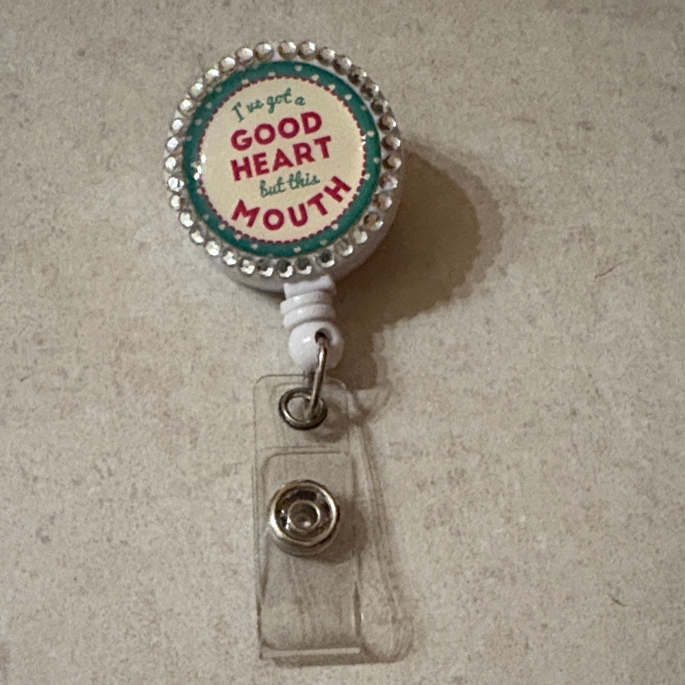 Funny Badge Reel with Rhinestones